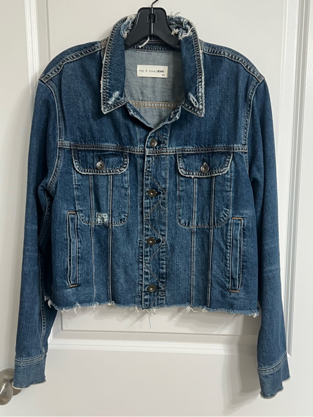 Rag & Bone Distressed Denim Crop Jean Jacket Size M